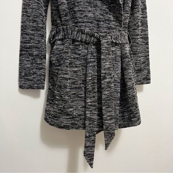 Loft Black and White Tweed Knit Sweater Blazer with Tie Size Small - Picture 3 of 7